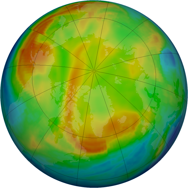 Arctic ozone map for 14 January 1999